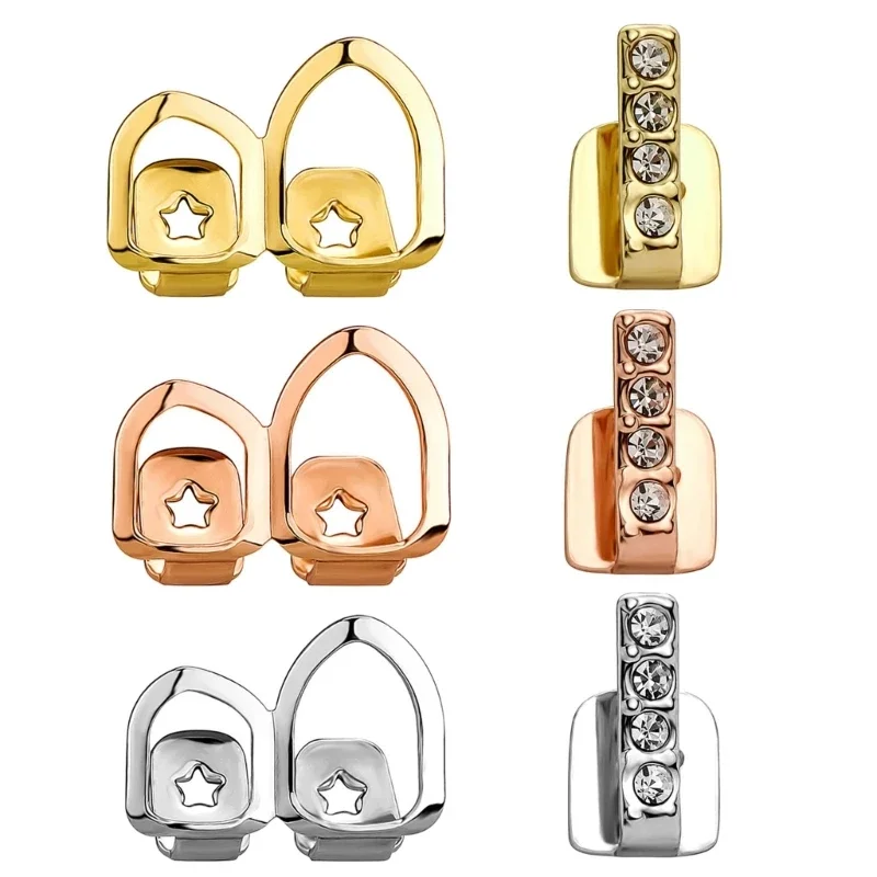 Модные зубные колпачки полые одинарные/двойные вертикальные грили ювелирные