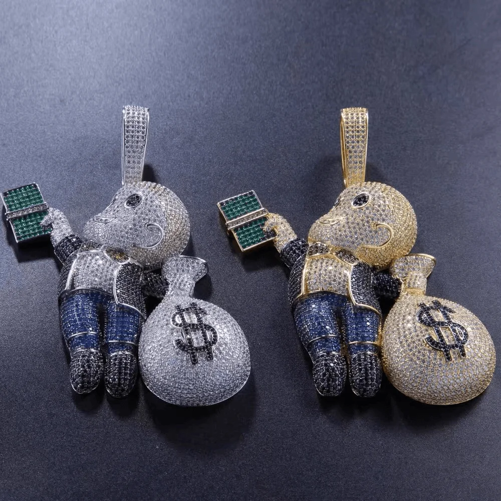 

2022 Brand New Stone Pendant High Quality Brass Large Necklace Hip Hop Jewelry Gift