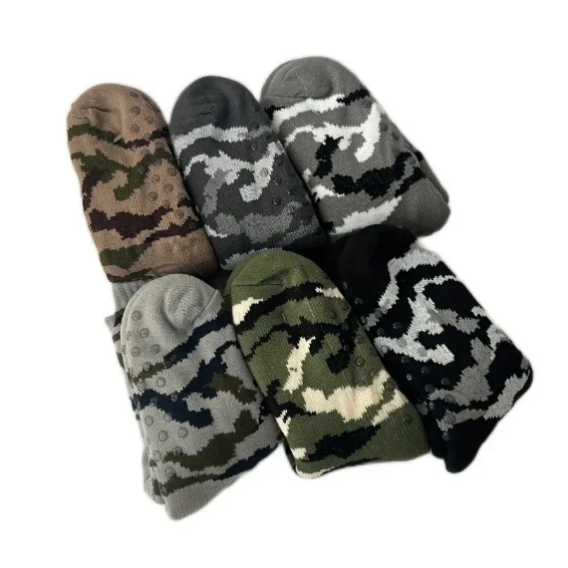Мужские пушистые носки теплые зимние мягкие Нескользящие камуфляжные флисовые