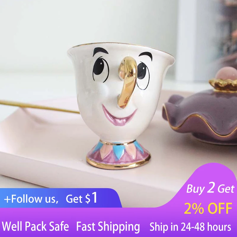 

Cartoon Ceramic Coffee Mug Cup Beauty And The Beast Tea Cup Cute White Porcelain Mug Table Decoration Creative Gift