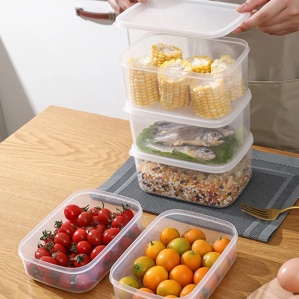 

Refrigerator Food Storage Box Transparent Plastic Fruit Fresh-keeping Containers With Lid Odor-proof Kitchen Organizer