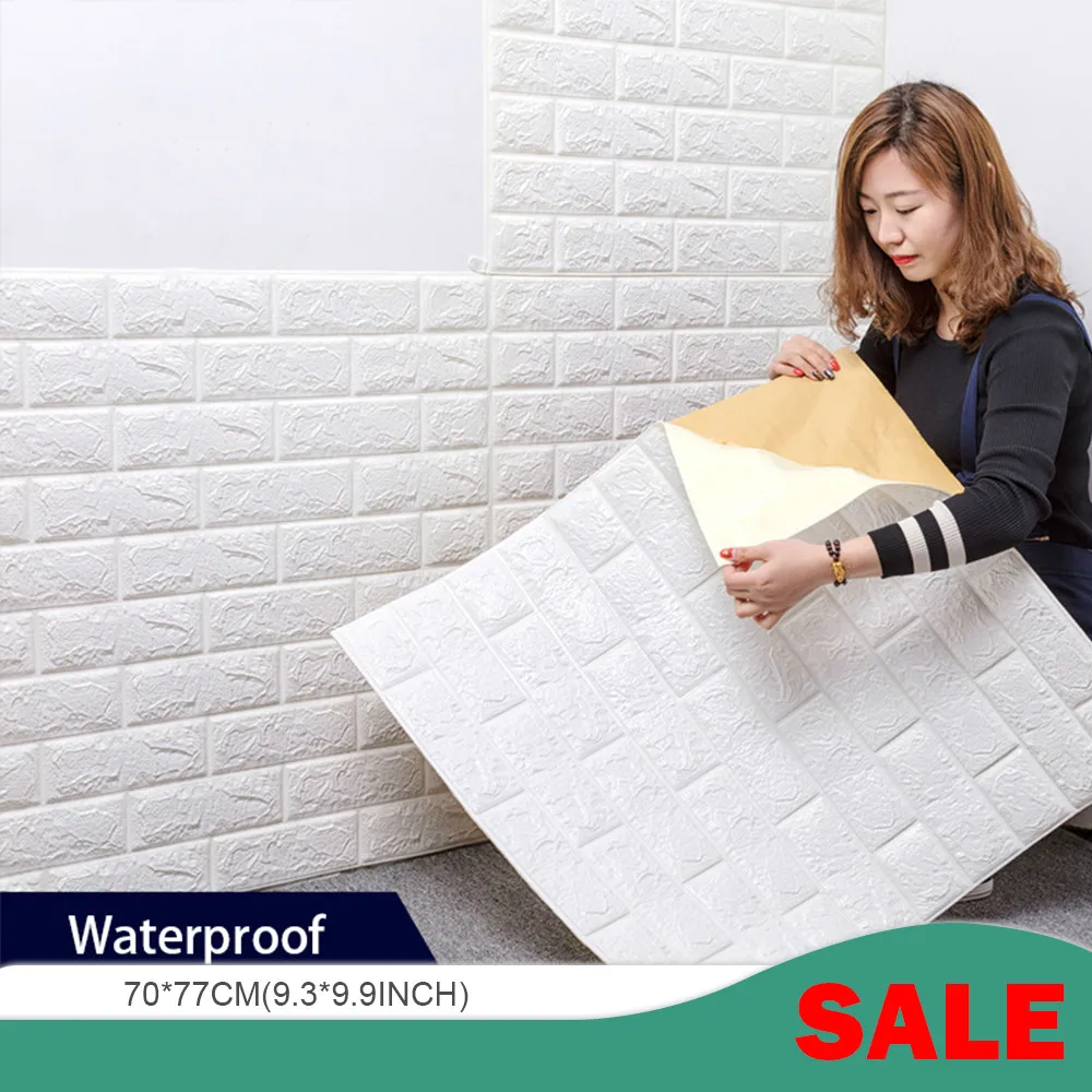 

10PCS 3D Brick Wall Stickers Living Waterproof Foam Room Bedroom bedroom decor DIY Adhesive Wallpaper Art home Wall Decals