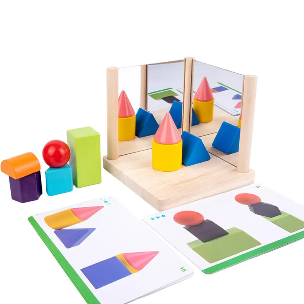 

Wooden Stacking Blocks Mirror Imaging Toys Set Educational Playful Learning
