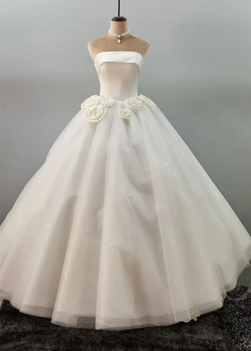 

Женское платье без бретелек CloverBridal, сверкающее Тюлевое платье, Элегантное свадебное платье с розами, модель WW8291, 2022
