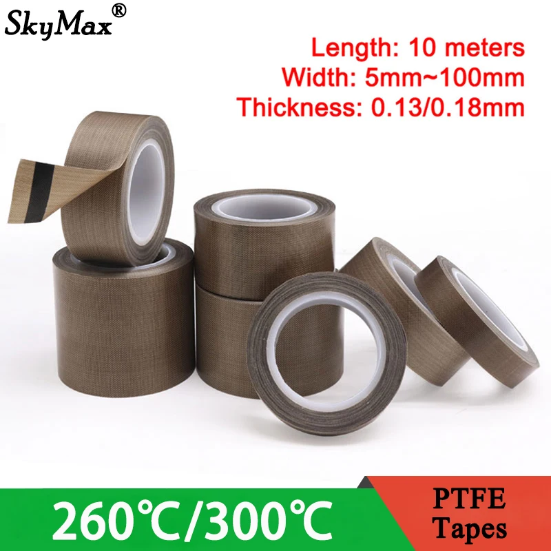 

1Pcs PTFE Tape Adhesive Cloth Insulated Vacuum High Temperature Resistant Sealing PTFE Tape Width 5~50mm Thickness 0.13mm 0.18mm