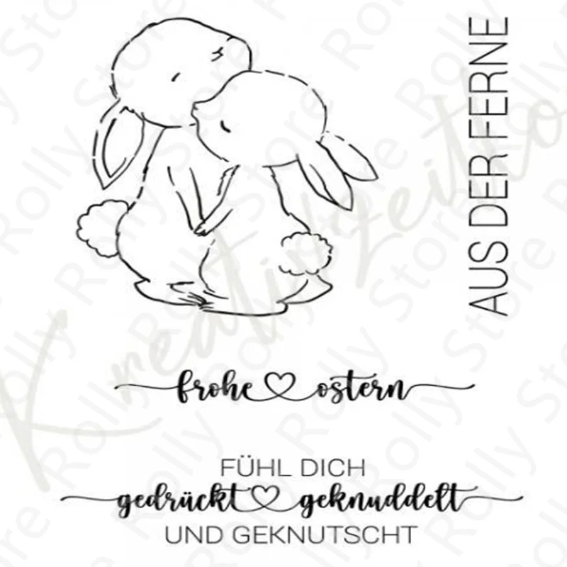 

German Easter Bunny Clear Stamps For Scrapbooking Supplies Stencils Photo Album Handmade Card Decoration 2022 Silicone Stamp