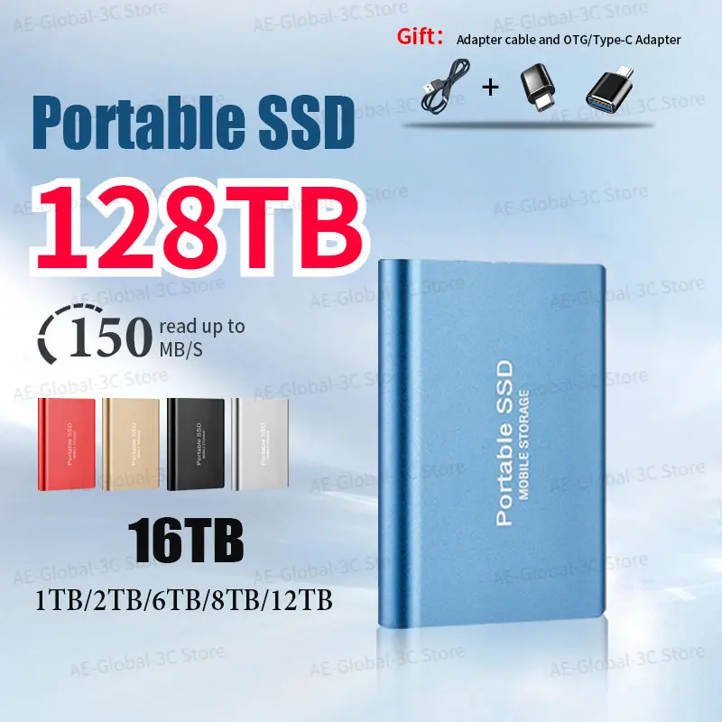 

128TB External Hard Drive 256TB 16TB 2TB USB 3.1 Type-C Mini Portable SSD Solid State Drive for PC Mac Desktop Жесткий диск