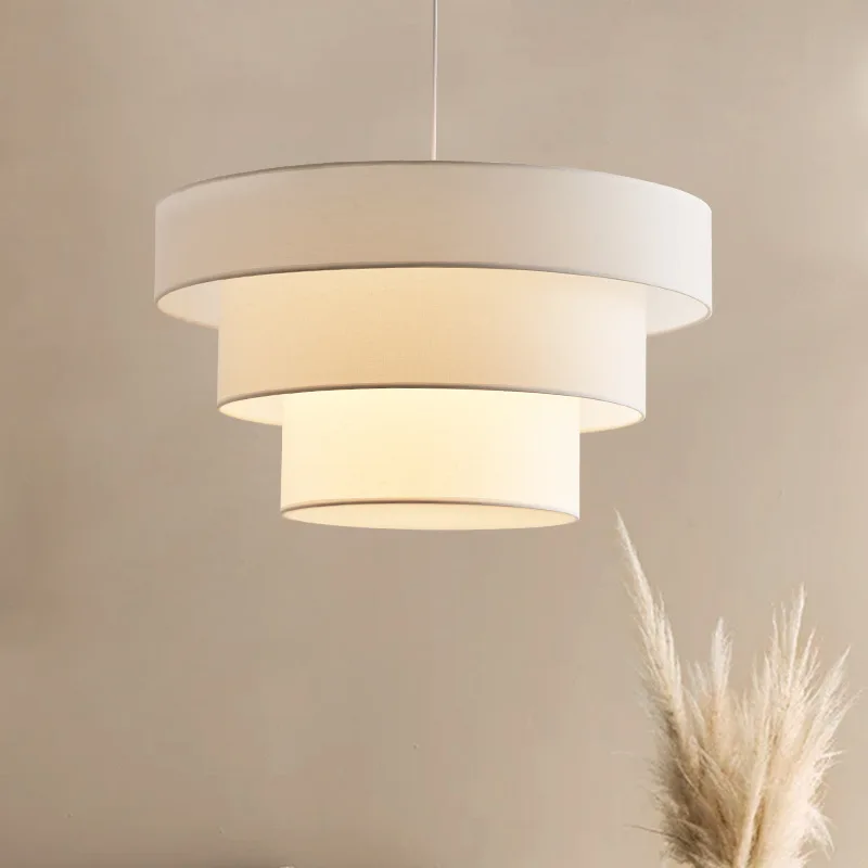 

French Cream Style Chandelier Nordic Japanese Style Bedroom Study Living Room Dining Room Fabric Pendant Lamp Lighting Fixtures