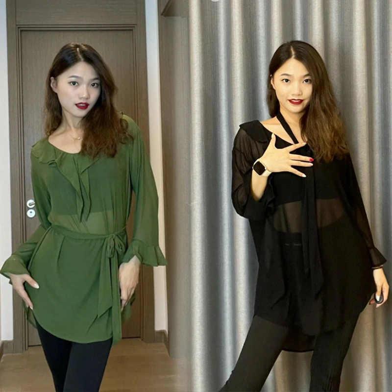 Одежда для латиноамериканских танцев на осень и зиму женские свободные сетчатые