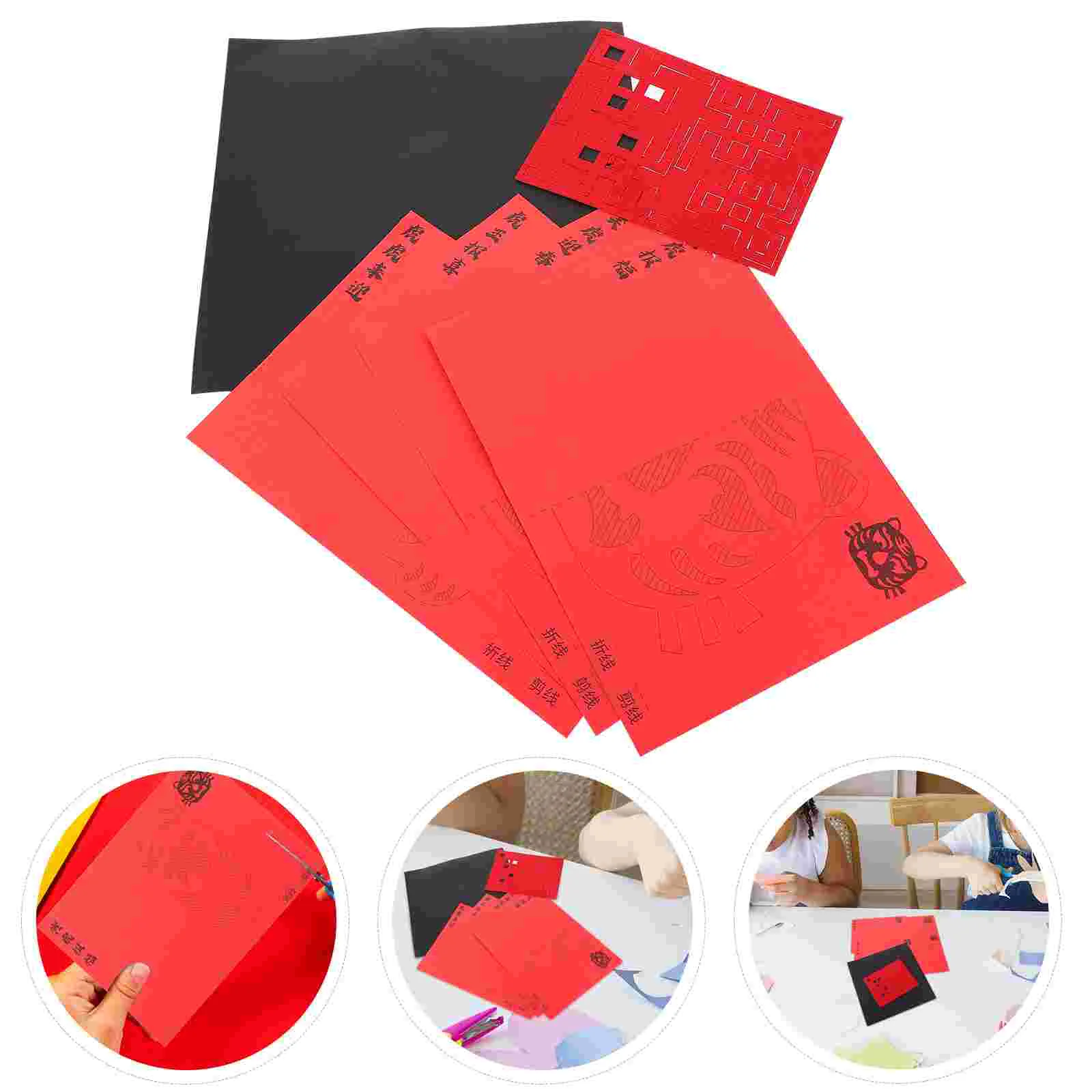 

2 Sets Kids Paper-cuts Funny Cut-out Paper Year of the Tiger Paper-cuts