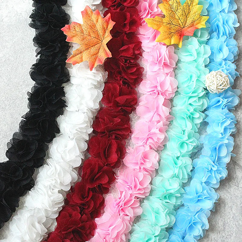 

1yard 3D Chiffon Lace Fabric Webbing Decoration Flower Present Ribbon Crafts Non-Woven Fabrics Base Handmade Ribbons Accessories