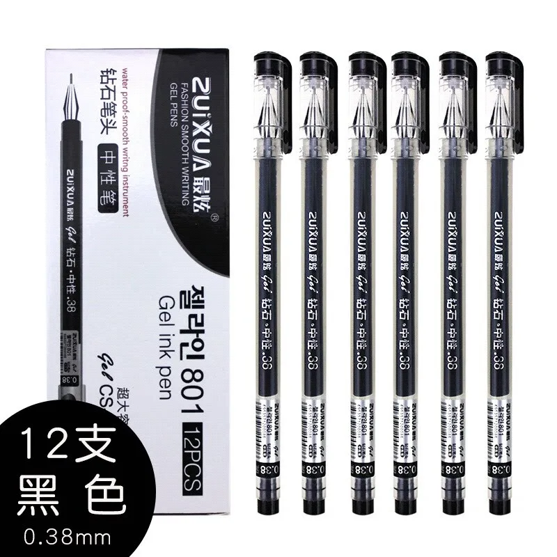 

Gel Pen0.38Diamond Head Pen Student Ball Pen Full Needle Tube Signature Pen Black Large Capacity Water-Based Paint Pen Office Of