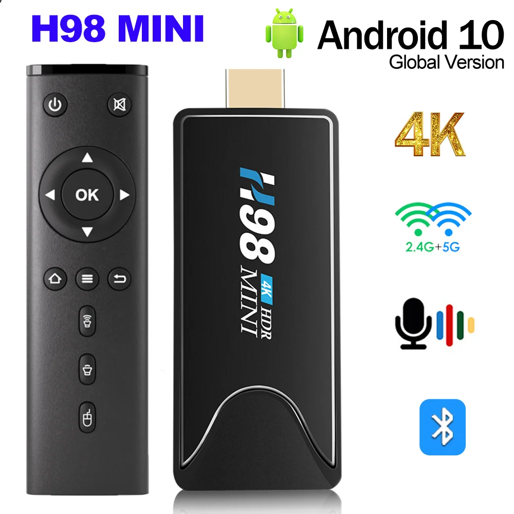 

H98 Mini Smart Tv Box Android 10 Tv Stick Allwinner H313 Quad Core 2gb 8gb/16gb 4k Bt4. 0 2.4g & 5g Dual Wifi Top Box Set Vs Hot