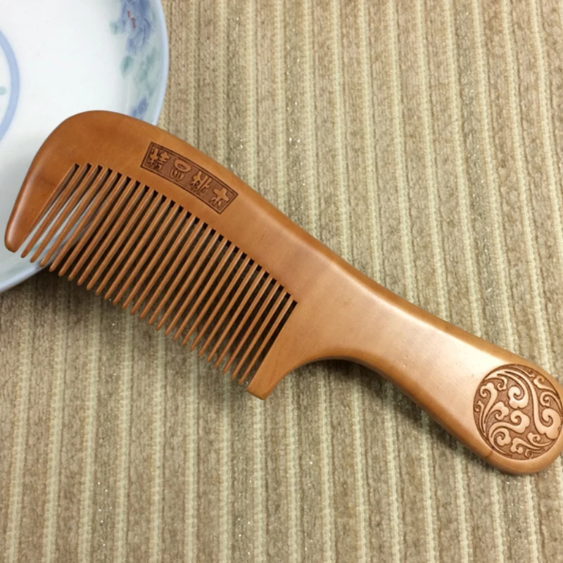 

Big Size Natural Peach Wood Comb Anti-Static Handcrafted Fine Tooth Comb Massage Head Classic Comb Hair Styling Hair Care Tool