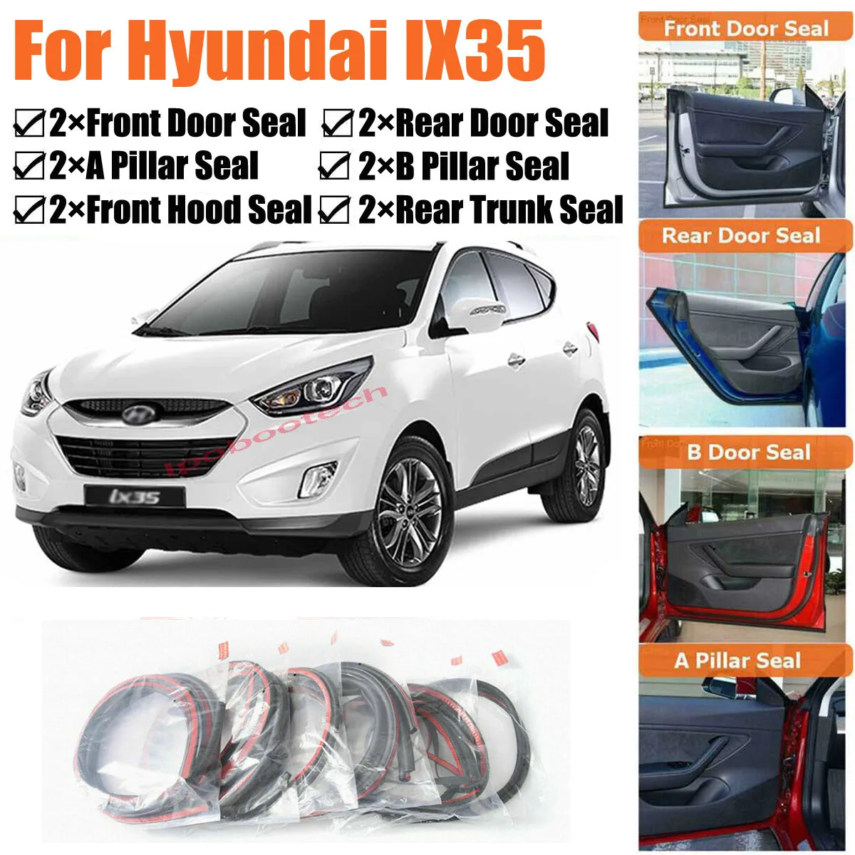 Brand New Car Door Seal Kit Soundproof Rubber Weather Draft Seal Strip Wind Noise Reduction  Fit For Hyundai IX35