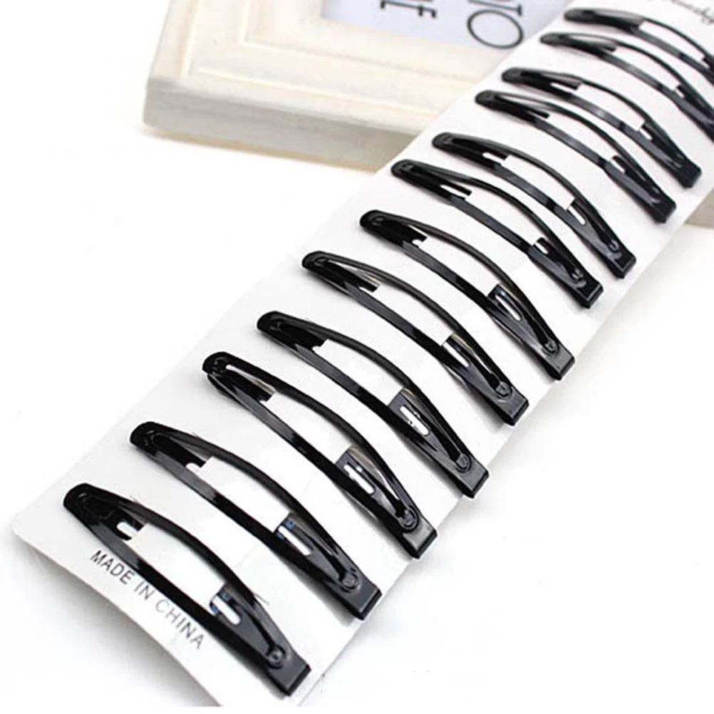 

10pcs Black Hair Clips Kids Design Barrettes Girls Metal Snap Hairpins