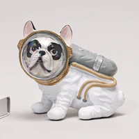 artlovin resin space dog sculptures animal astronaut statue bulldog figurines cottage decor home living room decoration gifts