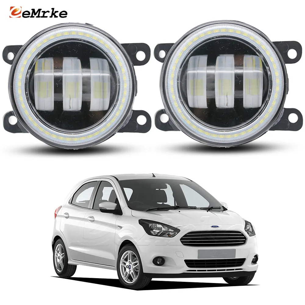 Обновление светодиодных автомобильных противотуманных фар Angel Eyes для Ford Figo KA KA+
