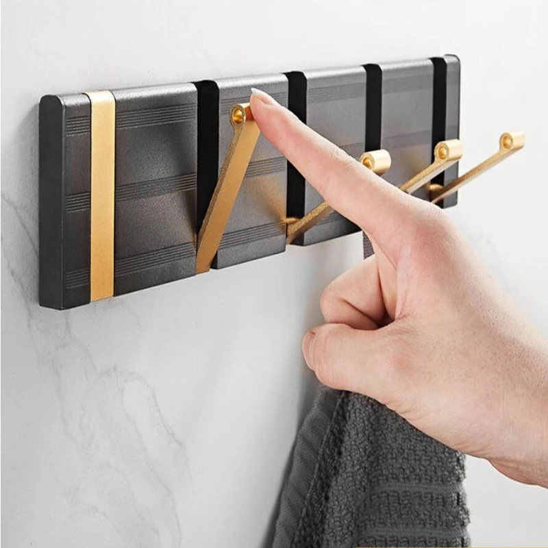 

No Punching Invisible Hook Wall Hanging Porch Door Folding Clothes Hook Clothes Hanger Light Luxury Row Hook Wall Hook