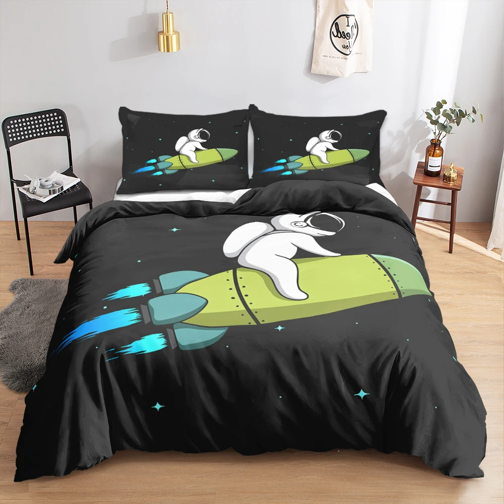 

High quality 3D printing cartoon astronaut bedding set duvet set single and double large size