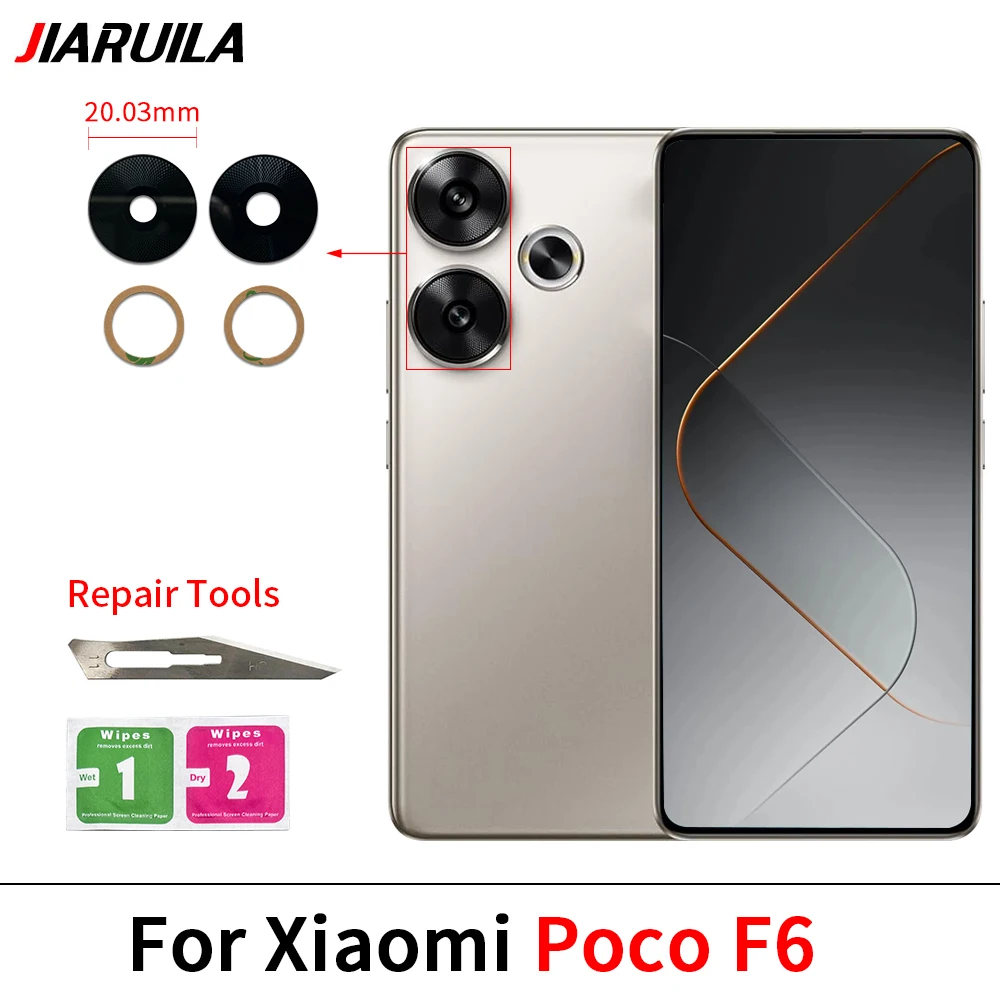 Фото Стекло задней камеры для Xiaomi Poco F6 M6 5G M6 Pro X5 X6 Pro C40 F3 F4 X4 GT M4 M5S с клеевым слоем №4