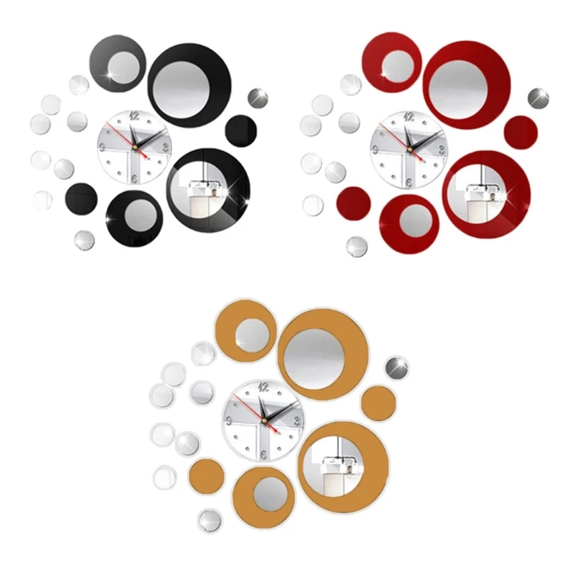 

Acrylic 3D Round Wall Clock DIY Combination Mirror Clocks Modern Watch for Kitchen Bedroom Living Room Home Decorations