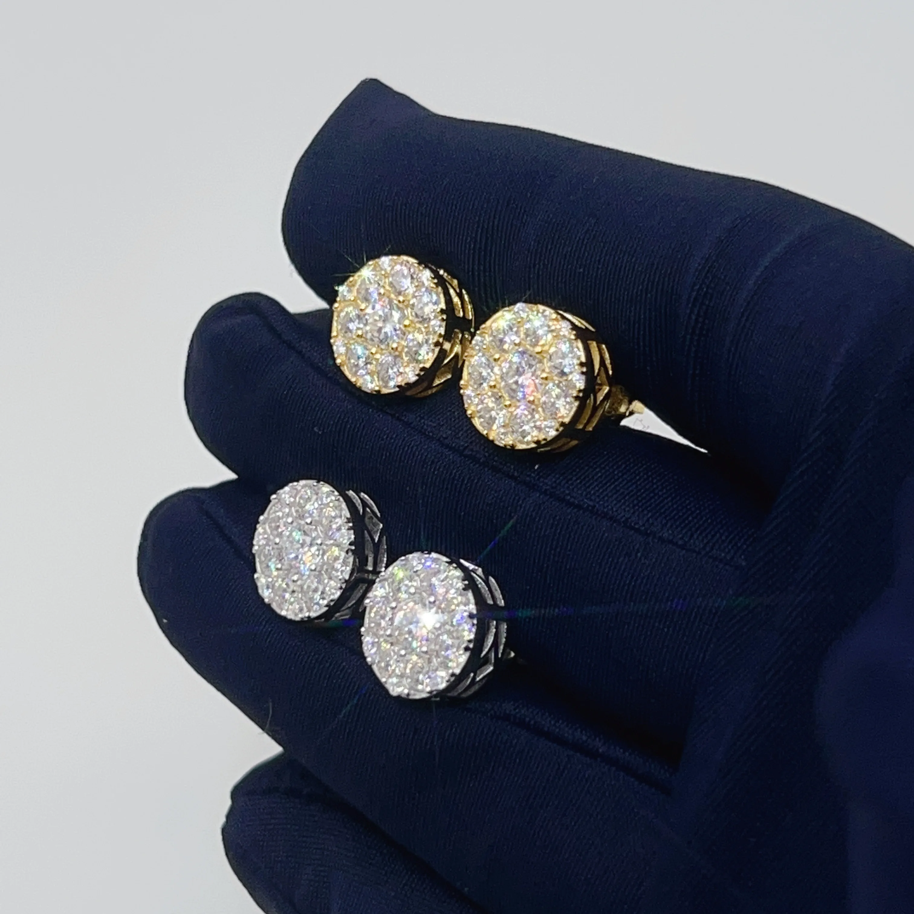 Custom Hiphop Jewelry Pass Diamond Tester 925 Sterling Silver VVS Classic Gold Plated Stud Moissanite Earring