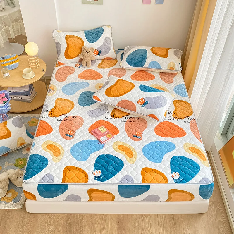 

Fitted Sheet Thickened Plush Cover Fitted Sheet Protection Comfy Basics Deep Pocket Fitted Sheet