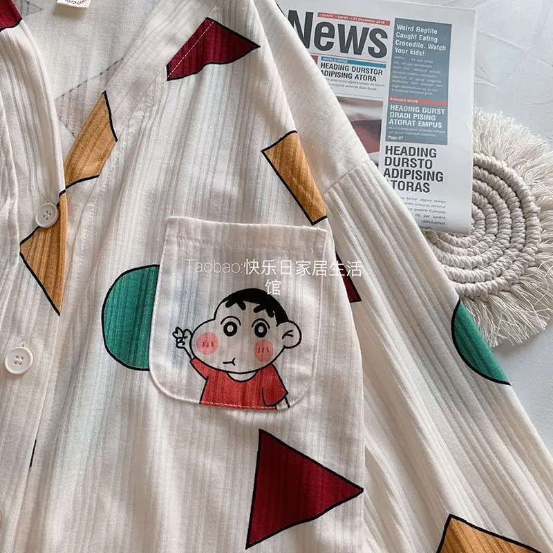 Spring Long Sleeved Pajamas Women Lady Sleepwear Cute Sin Chanv Cartoon Pijama V Neck Kawaii Pyjama Cozy Homesuits Casual Ins