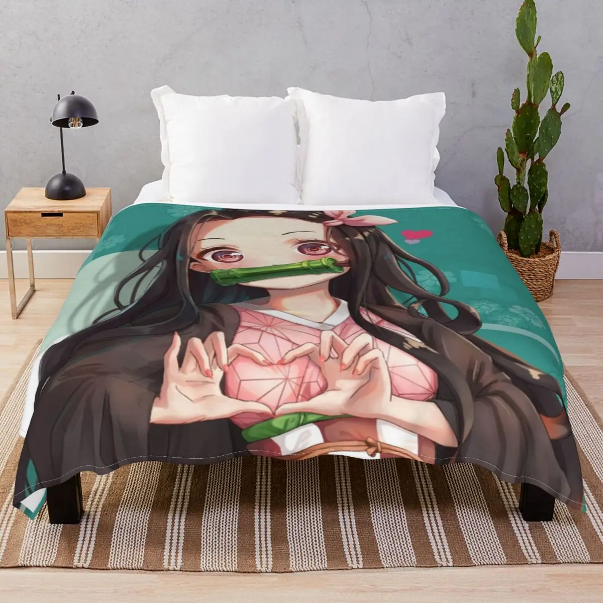 Demon Slayer Kimetsu No Yaiba Blanket Flannel Winter Warm Throw Blankets for Bed Home Couch Camp Cinema