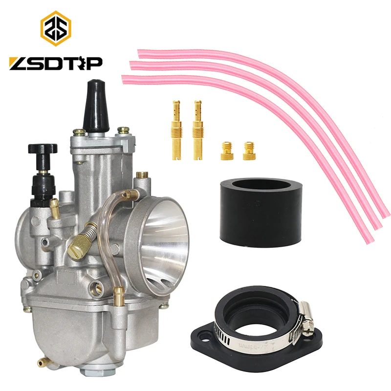 

ZSDTRP Universal PWK 21 24 26 28 30 32 34 2T 4T Motorcycle Carburetor With interface Carburetor Rubber Adapter Inlet Intake Pipe