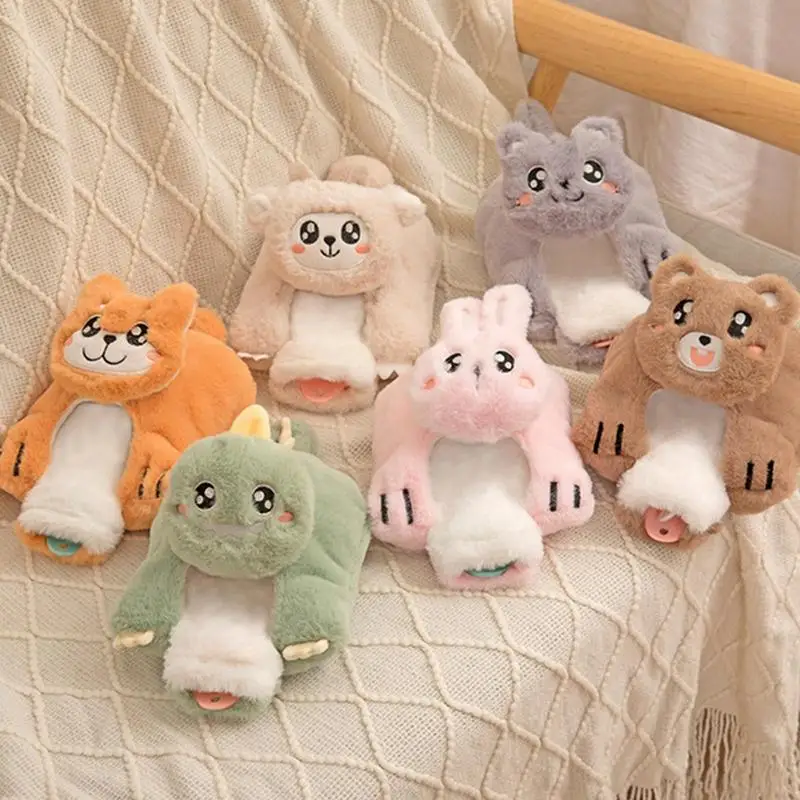 Cartoon Modeling Small Hot Water Bag Classic Rubber Hot/Cold Water Bottle With Cute Stuffed Animal Cover For Hand Belly Abdomen