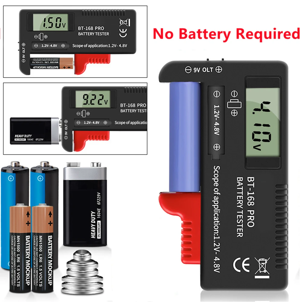 Цифровой тестер батареек BT-168 Pro BT-168D с ЖК-дисплеем для проверки емкости батарей C D N AA AAA 9V 1.5V Button Cell.