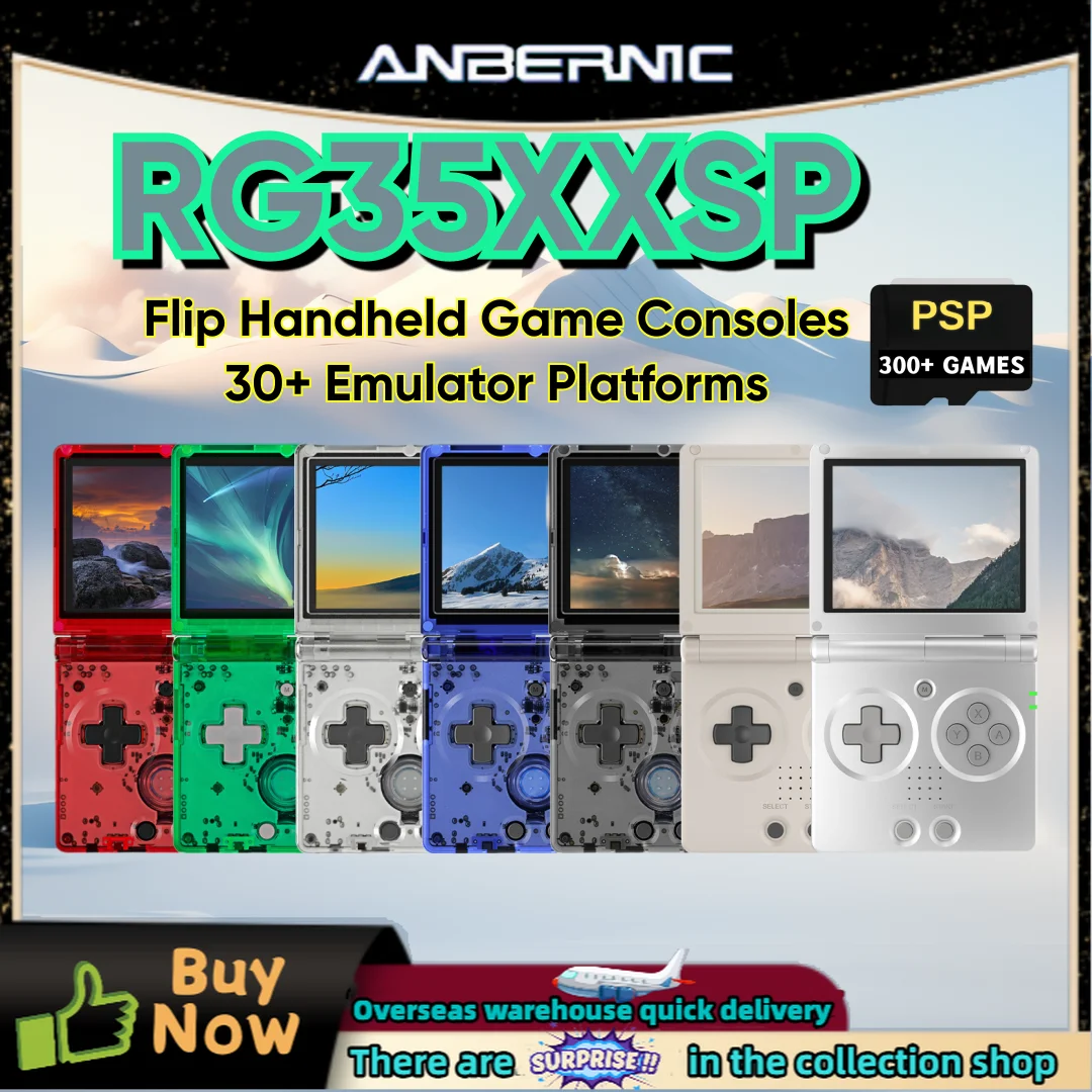 Портативная игровая консоль ANBERNIC RG35XXSP Flip в стиле ретро 3 5 дюйма IPS экран 64 бит
