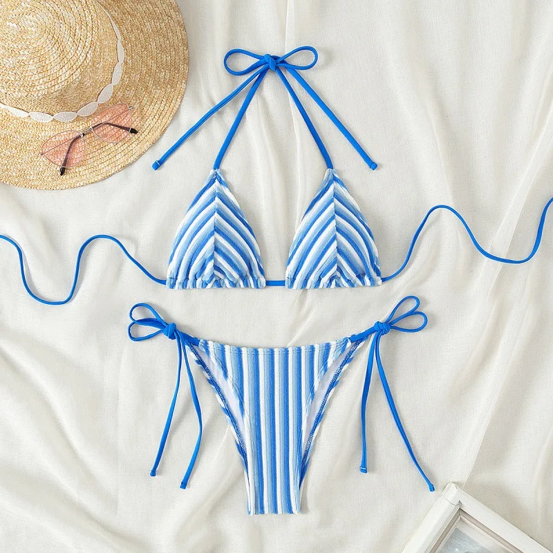 7 цветов новая ткань для полотенец полосатый бикини стринги купальник женщин