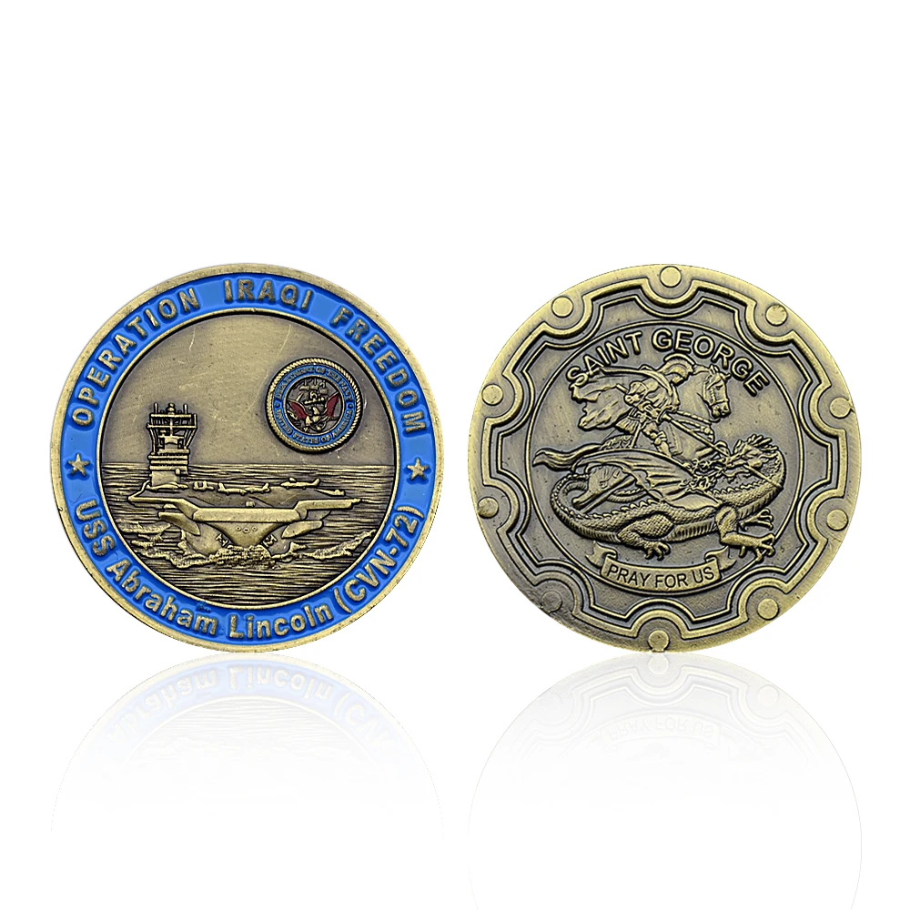 Управление иракской свободой монеты медные USS Авраам Линкольн стандартная медаль ретро Сен-Джордж коллекционные предметы художественные украшения