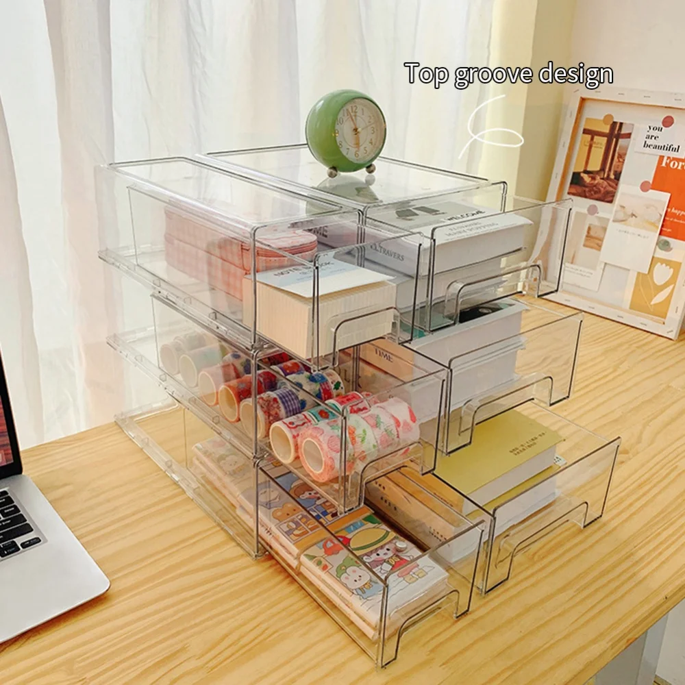 Настольный ящик для хранения пыленепроницаемый прозрачный пластиковый