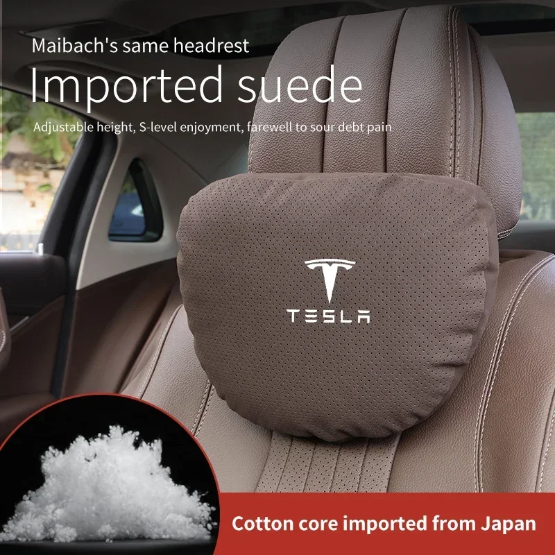 

For Tesla Model 3 Model Y Model S Model X Car Headrest Neck Support Seat Lumbar Cushion Breathable Soft Neck Pillow Accessories