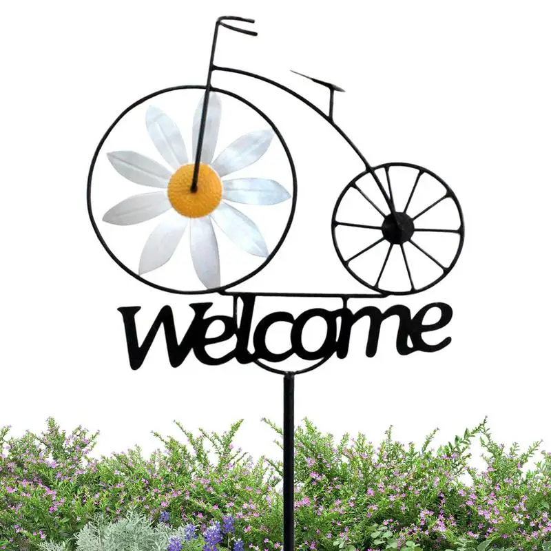 

Garden Decor Wind Spinners Windmill Yard Stake With Welcome Sign Decorative Garden Stakes For Terrace Forest Courtyards Gardens