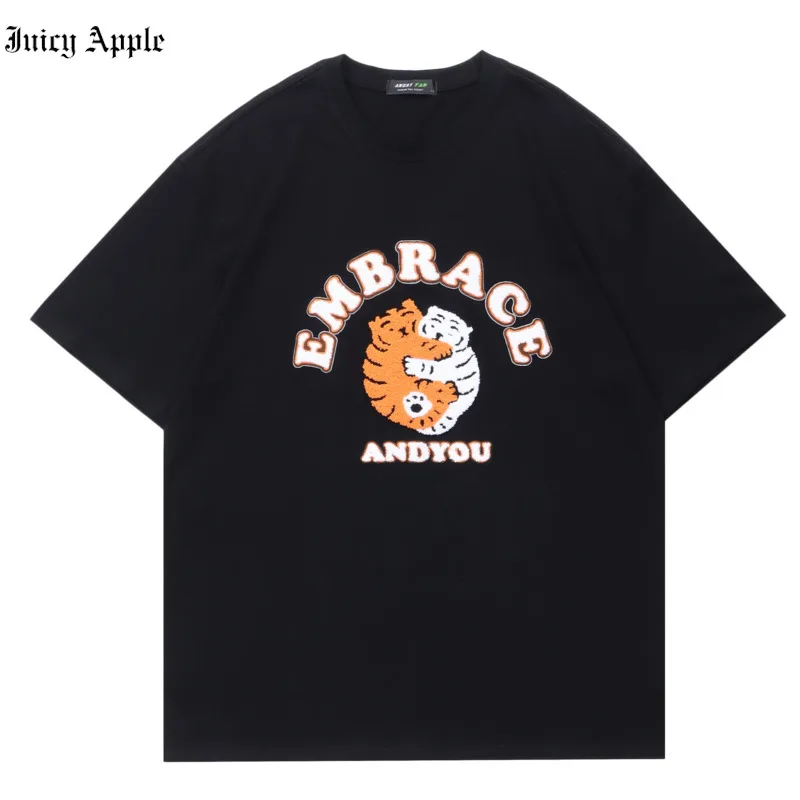 

Juicy Apple T-shirt Summer Tiger Embroidery Cotton Top Women Tee Shirt Woman Clothes Off White Tshirts Kawaii Fashion Tops Met