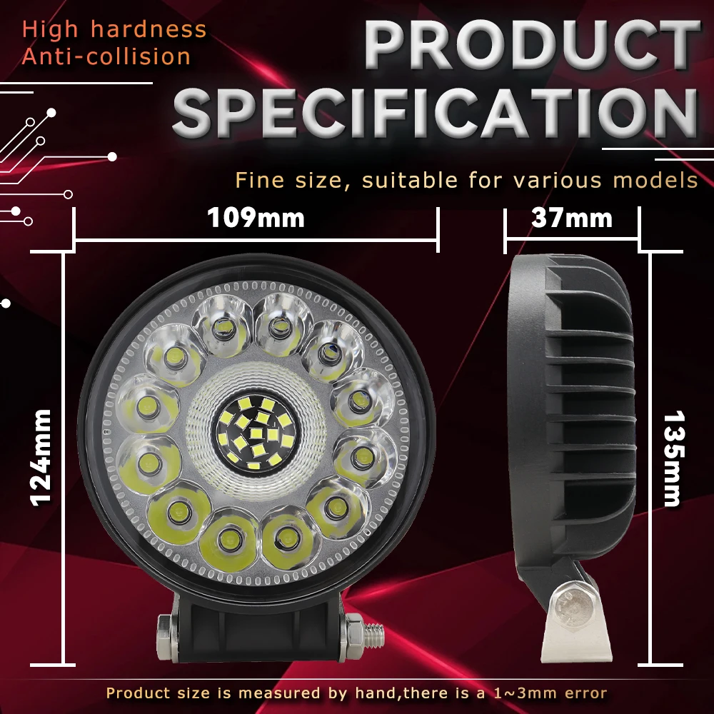 4-дюймовый автомобильный светодиодный рабочий фонарь круглый смешанный