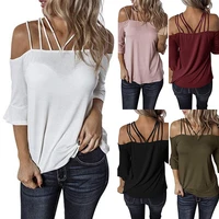 womens t shirts cotton slash neck sexy solid off shoulder loose shirt fashion women clothing thin white tops plus size 2022 new