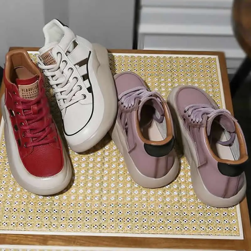 Roman Sandals Women's 2023 Summer New Vintage High Top Thick Sole Baotou Genuine Leather Large Head Cut-out Sports Small White