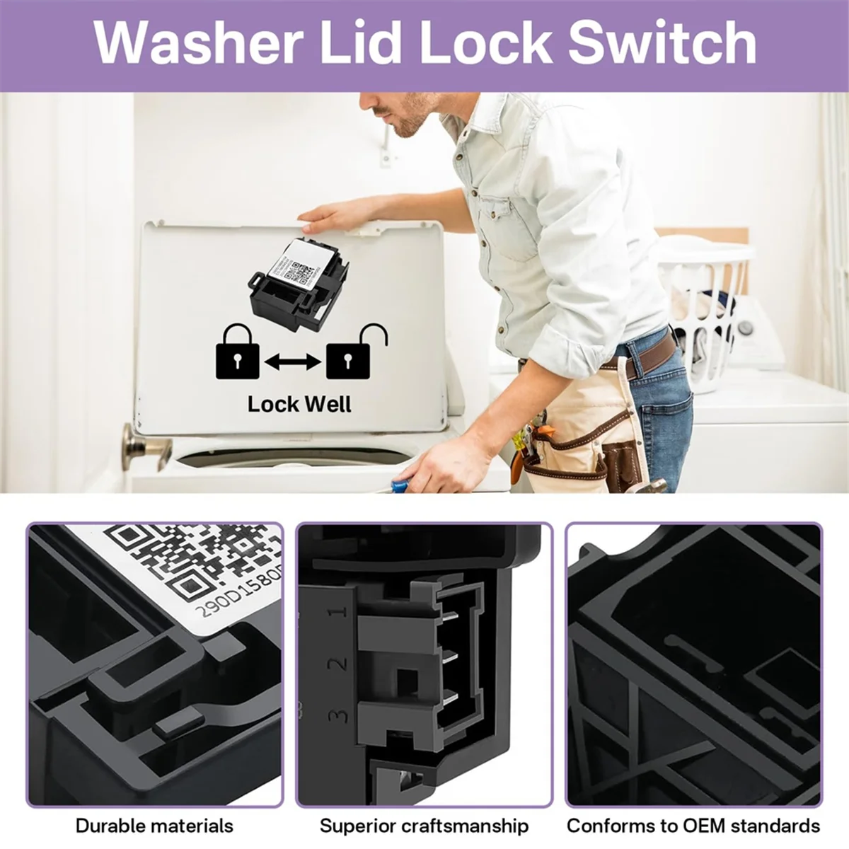 WH01X27954 Переключатель блокировки крышки стиральной машины часть 290D1580P004 для GE Hotpoint