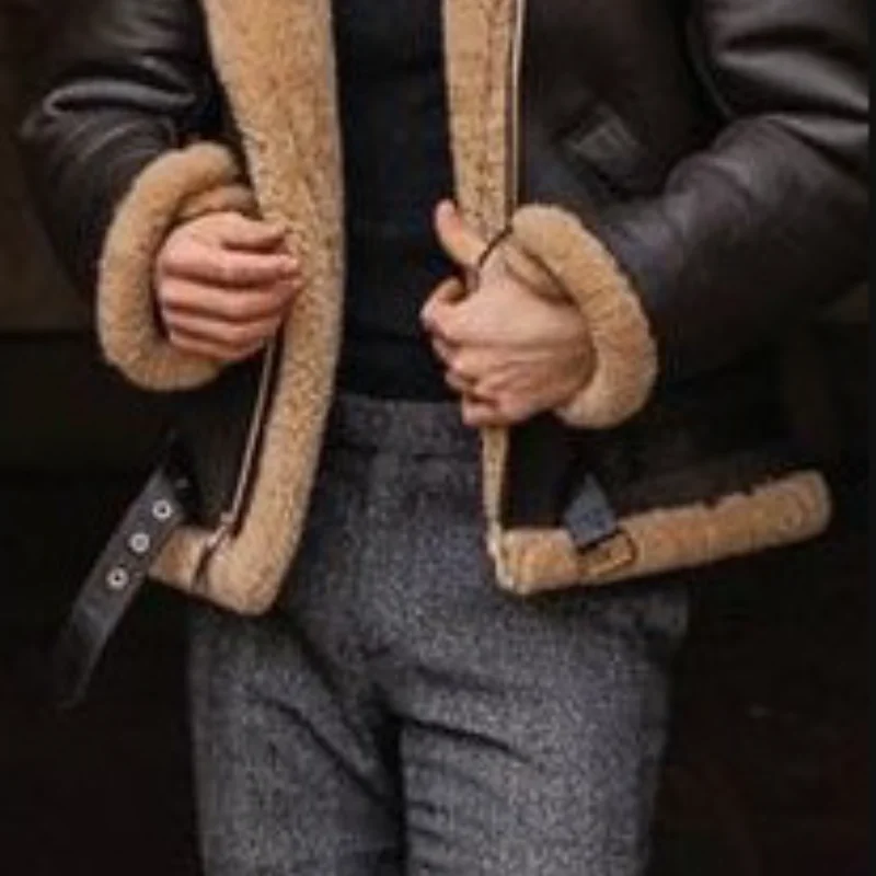 Модная Мужская Утепленная Меховая куртка темно-кофейного цвета с одним длинным