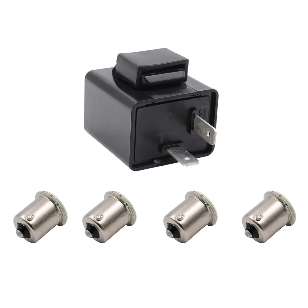 

2 Pin Electronic Flasher for Car and Motorcycle Turn Hazard Hyper Flash with 4 Bulbs (Yellow)