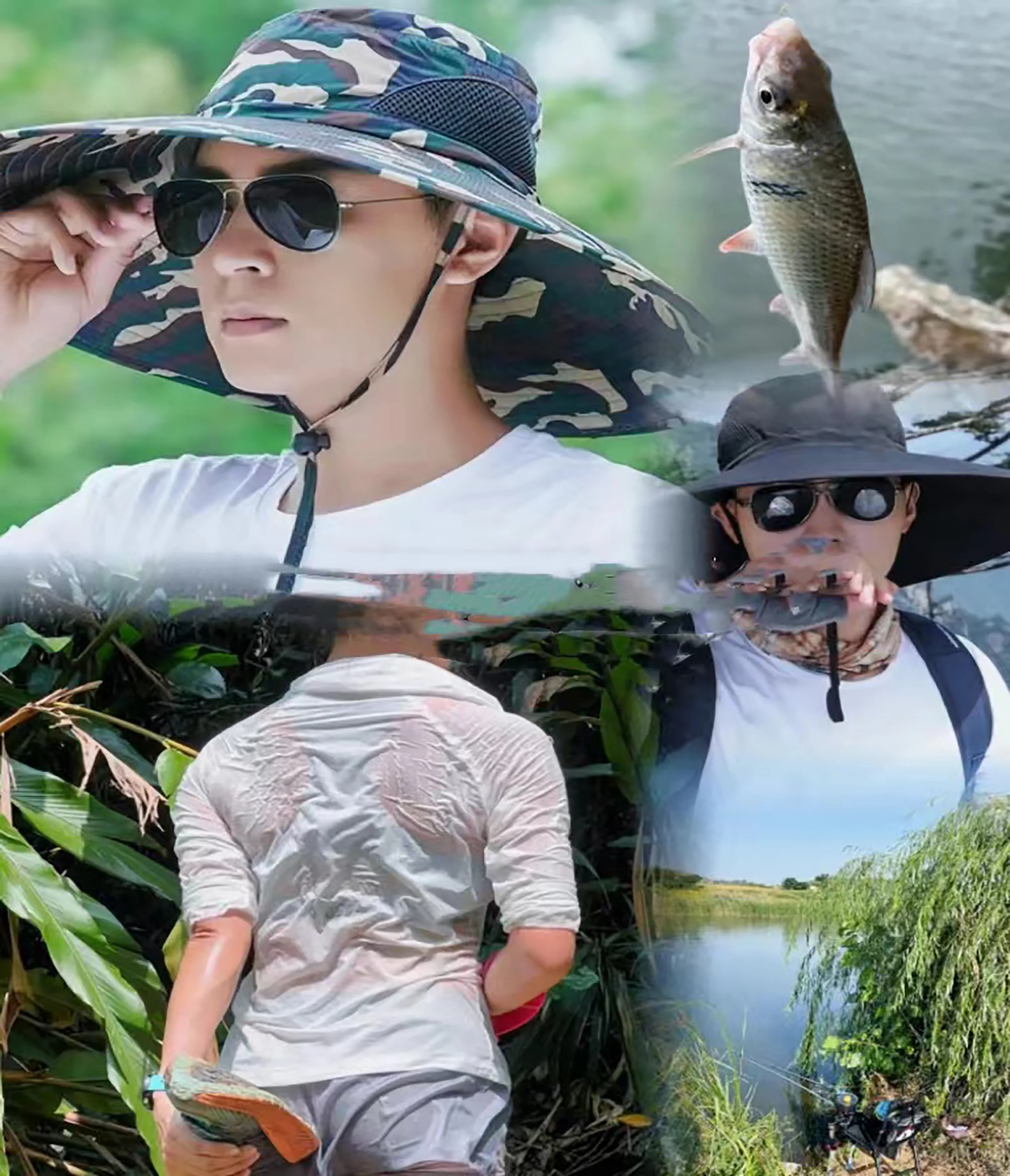 

Шляпа от солнца с широкими полями для мужчин и женщин, дышащая сетчатая шляпа для рыбалки, походов, пляжа, с защитой от ультрафиолета, на лето