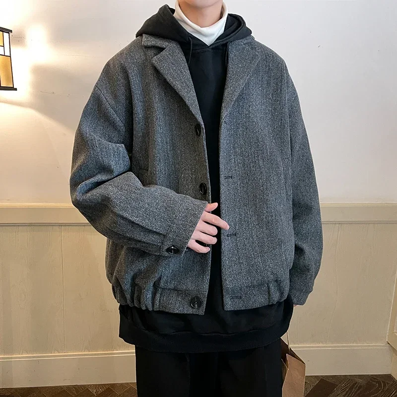 Весенне-осеннее новое мужское уличное модное и красивое шерстяное пальто с