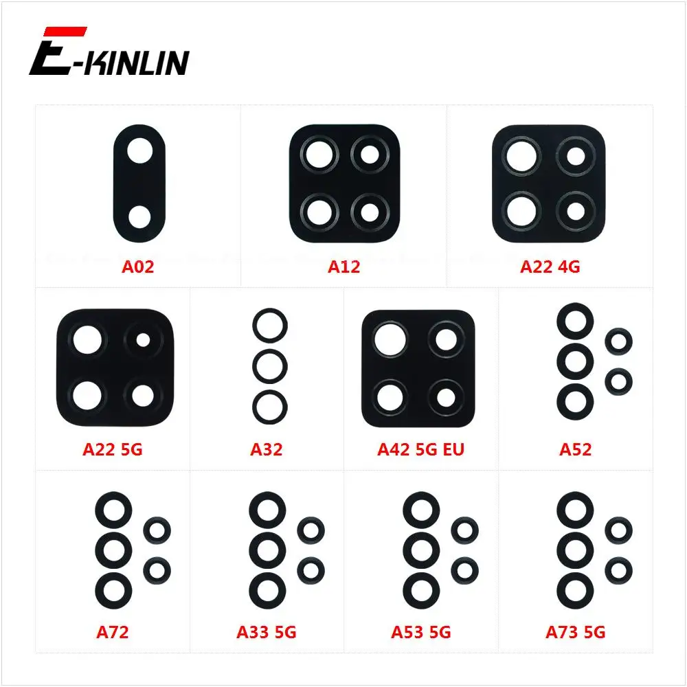 Стекло для камеры для Samsung Galaxy A02 A12 A22 A32 A42 A52 A72 A33 A53 A73 5G, задняя, С клеевой основой, 2 шт.