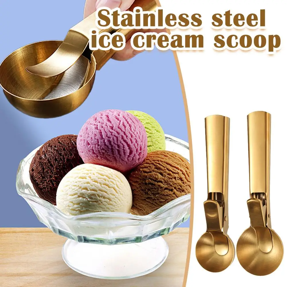Ложка для мороженого премиум-класса из нержавеющей стали с триггером ложка